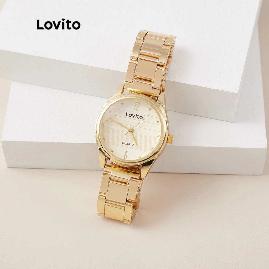 Lovito Relógio de Quartzo com Pulseira de Aço Inoxidável Liso LL4025 (Dourado) - Imagem 2