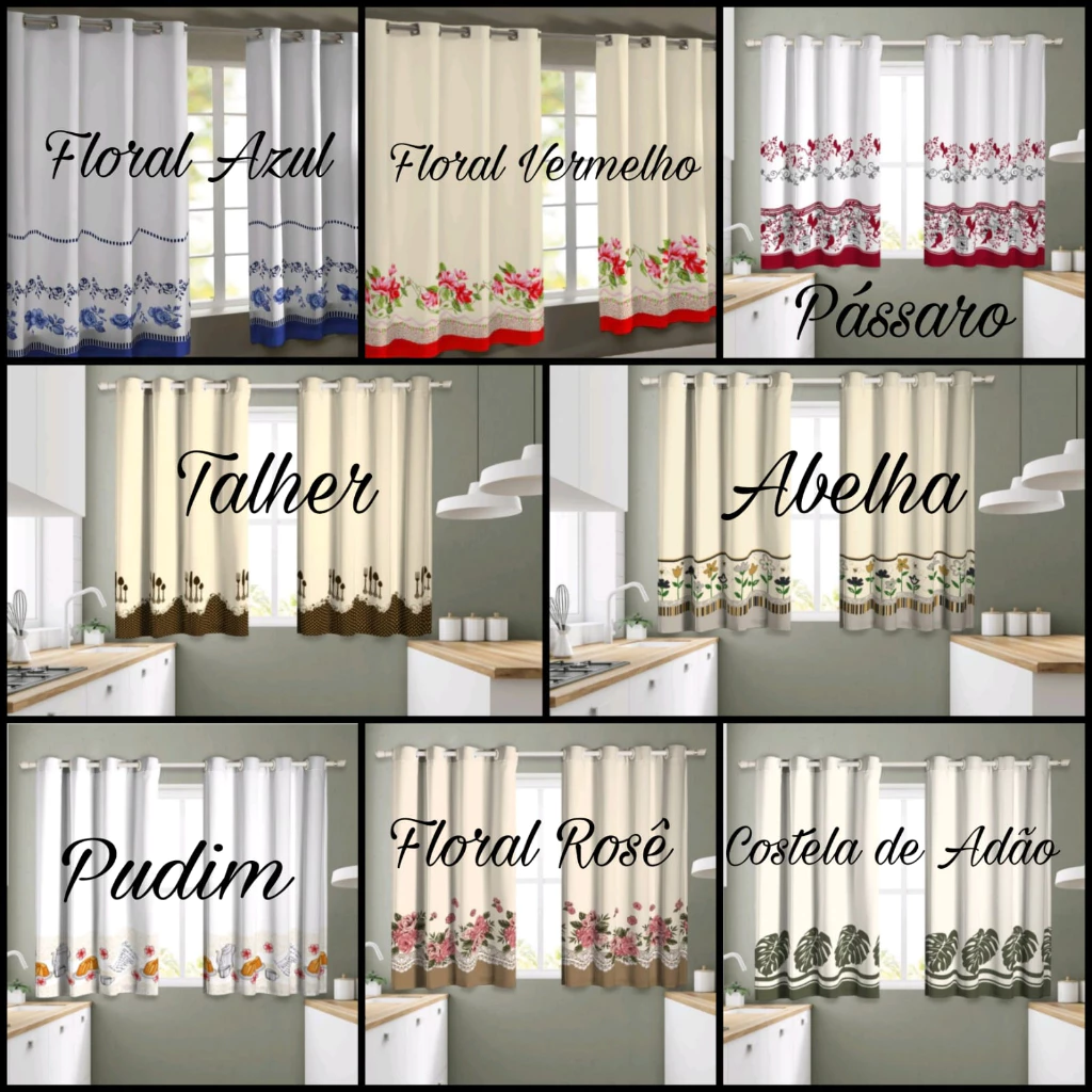 Cortina de Cozinha e Janela Oxford 2,00 X 1,50 Estampada Envio Rápido - Imagem 2