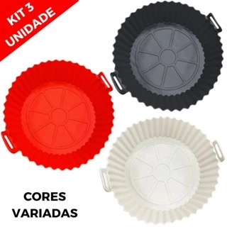 KIT 1/2/3 Forma De Silicone Para Air Fryer Forno Microondas Fritadeira Assadeira – Reutilizável Antiaderente Flexível - Imagem 4
