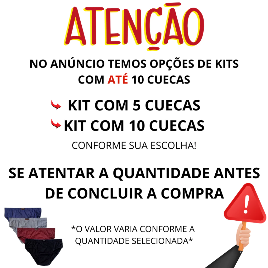 cueca kit 10 ou 5 peças 100% algodão Estilo confortável e respirável adulto - Imagem 3