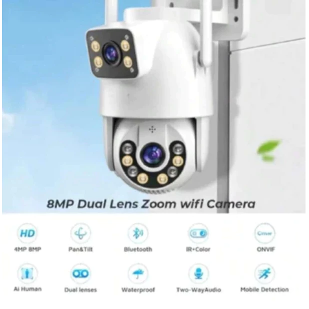 Câmera De Segurança a Prova de água Lente Dupla APP ICSEE IP66 Camera IP WiFi 360 - Imagem 2