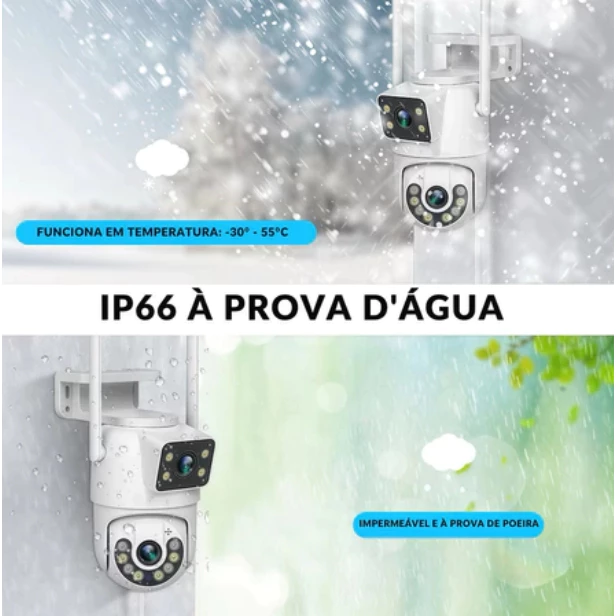 Câmera De Segurança a Prova de água Lente Dupla APP ICSEE IP66 Camera IP WiFi 360 - Imagem 4