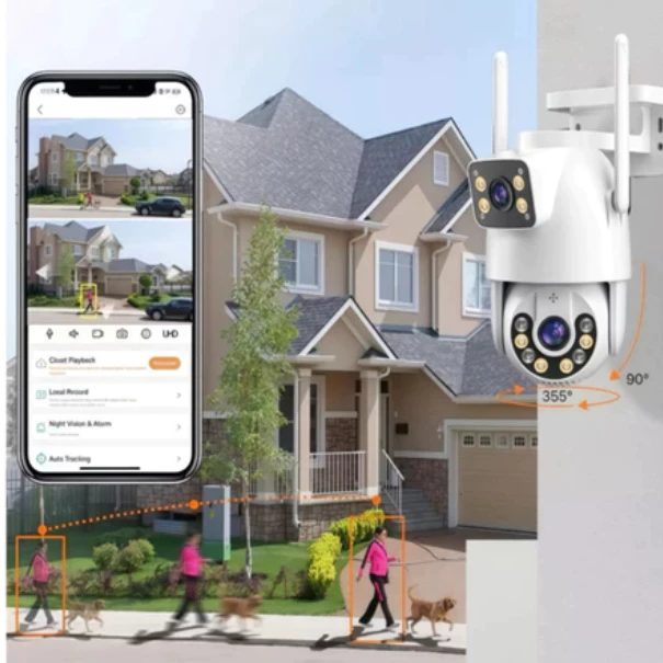 Câmera De Segurança a Prova de água Lente Dupla APP ICSEE IP66 Camera IP WiFi 360 - Imagem 5