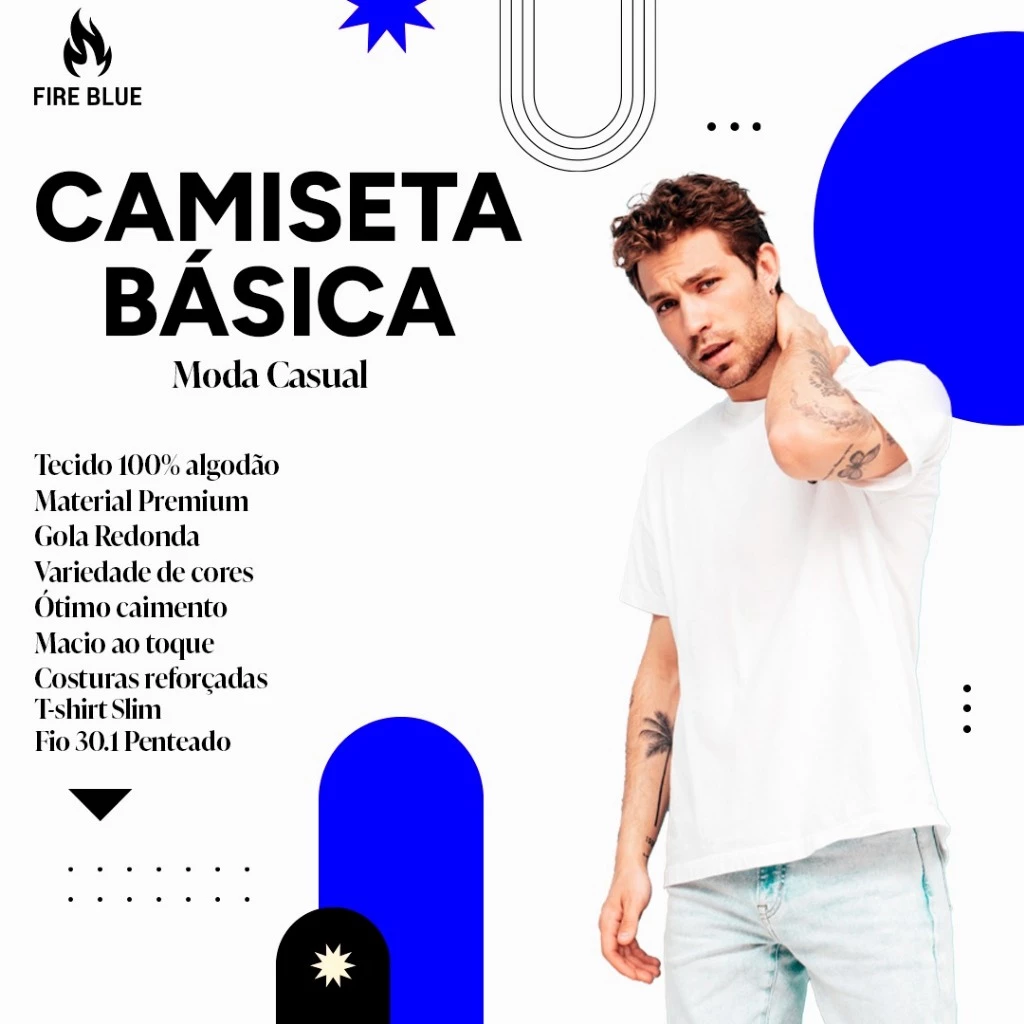 Kit 3 Camisetas Básicas Masculina Feminina Unissex Streetwear Camisa T-Shirt Slim Promoção Algodão - Imagem 2