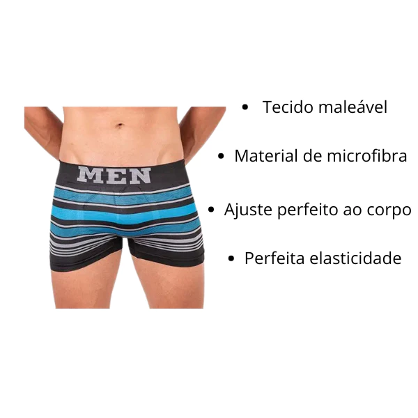 Kit Cuecas Boxer Masculina Microfibra Adulto Sem Costura - Imagem 3