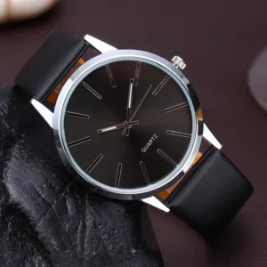 Relógio De Quartzo De Moda Casual Para Homens – Pulso De Luxo Unissex Com Pulseira De Couro Clássica