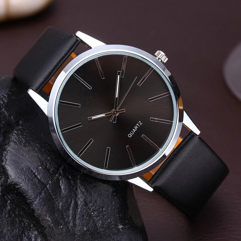 Relógio De Quartzo De Moda Casual Para Homens – Pulso De Luxo Unissex Com Pulseira De Couro Clássica