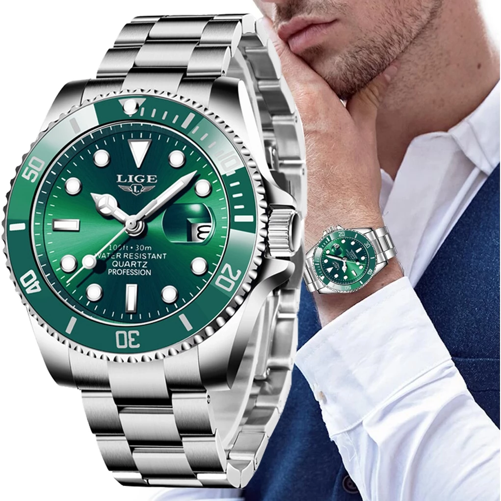 LIGE Men's Watches 30M Waterproof Date Clock Male Sports Watches Men Quartz Wrist Watch - Imagem 2