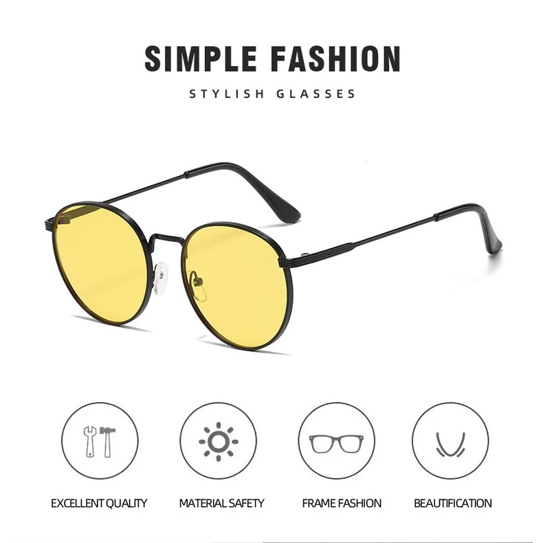 Óculos De Sol Com Armação De Metal Da Moda , Tons Simples E Elegantes Para Mulheres Homens , INS - Imagem 2
