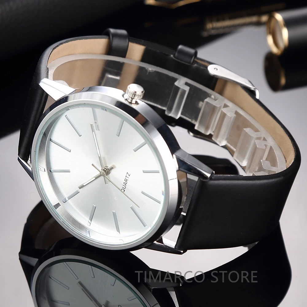 Relógio De Quartzo De Moda Casual Para Homens – Pulso De Luxo Unissex Com Pulseira De Couro Clássica - Imagem 3