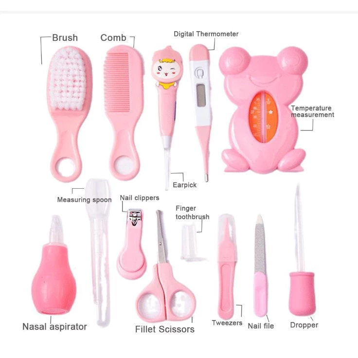 Kit 13 Higiene Cuidado Bebê Recém Nascido Essencial 13 Peças Cuidados Com O Bebê Recém Cortador Escova Cabelo Unha Pente - Imagem 3
