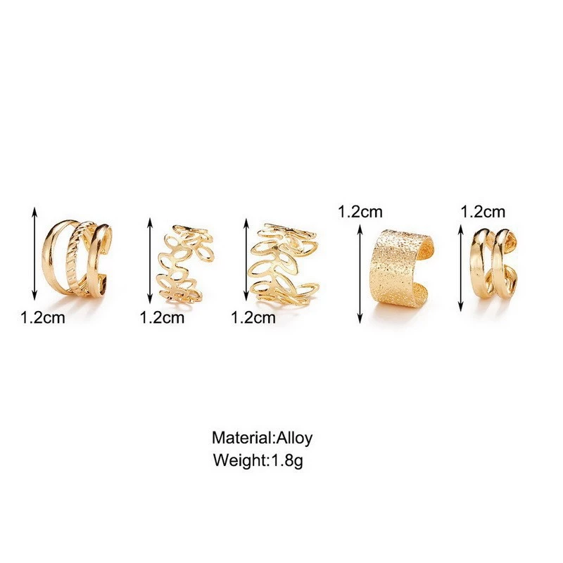 Conjunto De Brincos Geométricos Em Forma De C Para Mulheres , Punhos De Orelha Sem Piercing , Joias Da Moda - Imagem 3