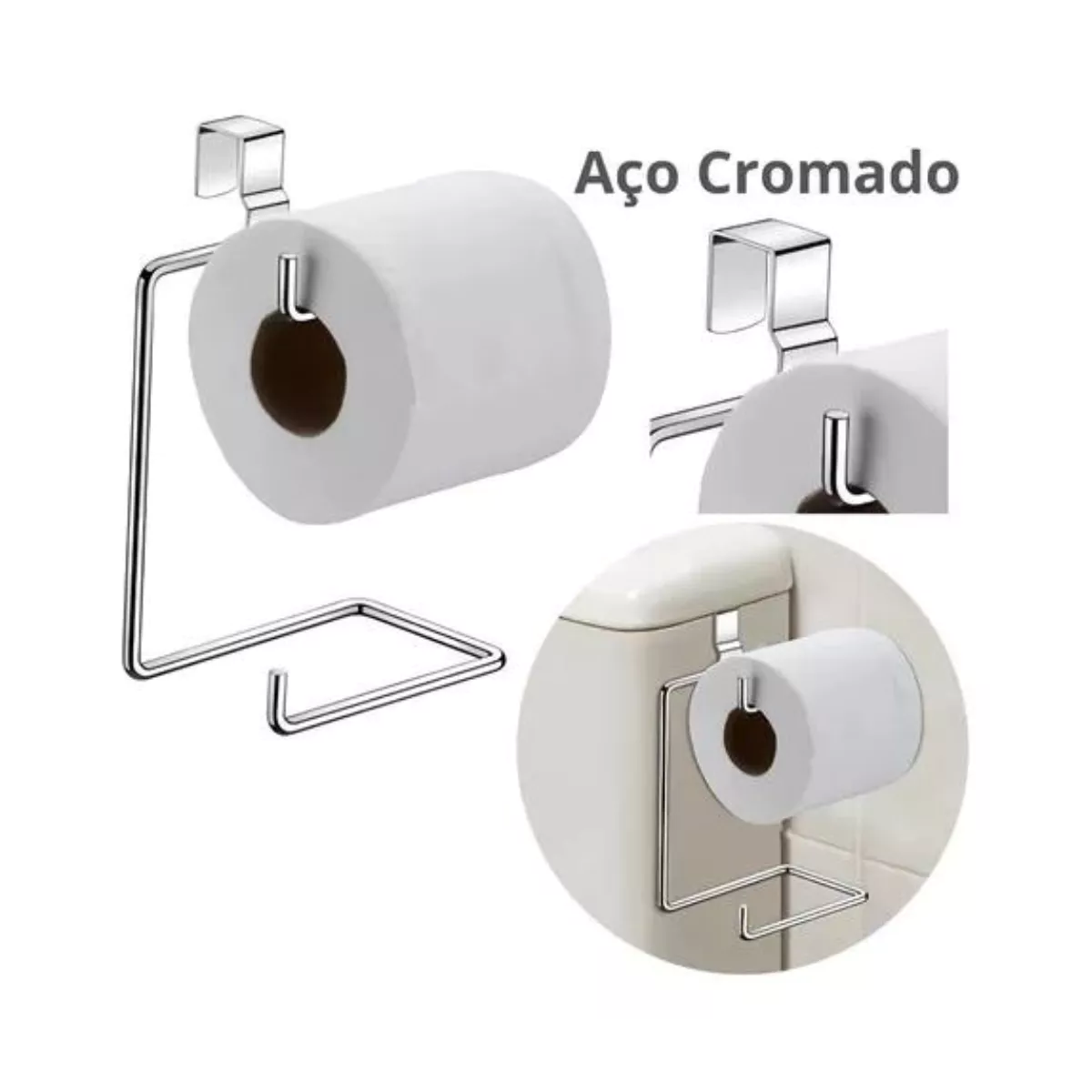 Suporte Papel Higiênico Duplo Para Caixa Acoplada Cromado - Imagem 2