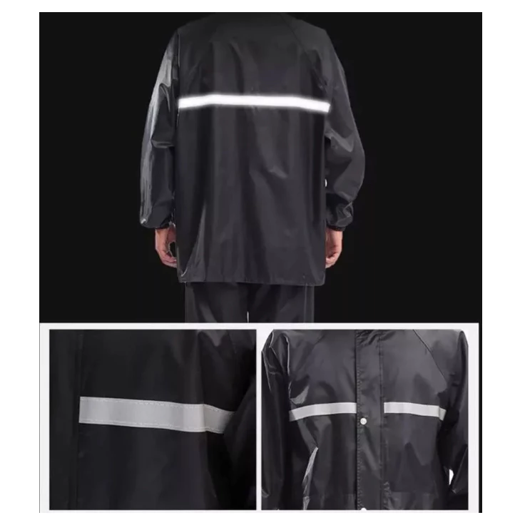 Conjunto Capa De Chuva Roupa Para Motoqueiros Ciclistas Impermeável Calça Jaqueta C/ Capuz - Imagem 2