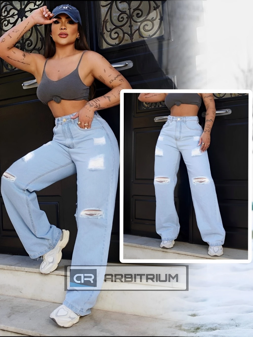 CALÇA JEANS WIDE LEG JEANS PANTALONA BOCA LARGA PREMIUM - Imagem 2
