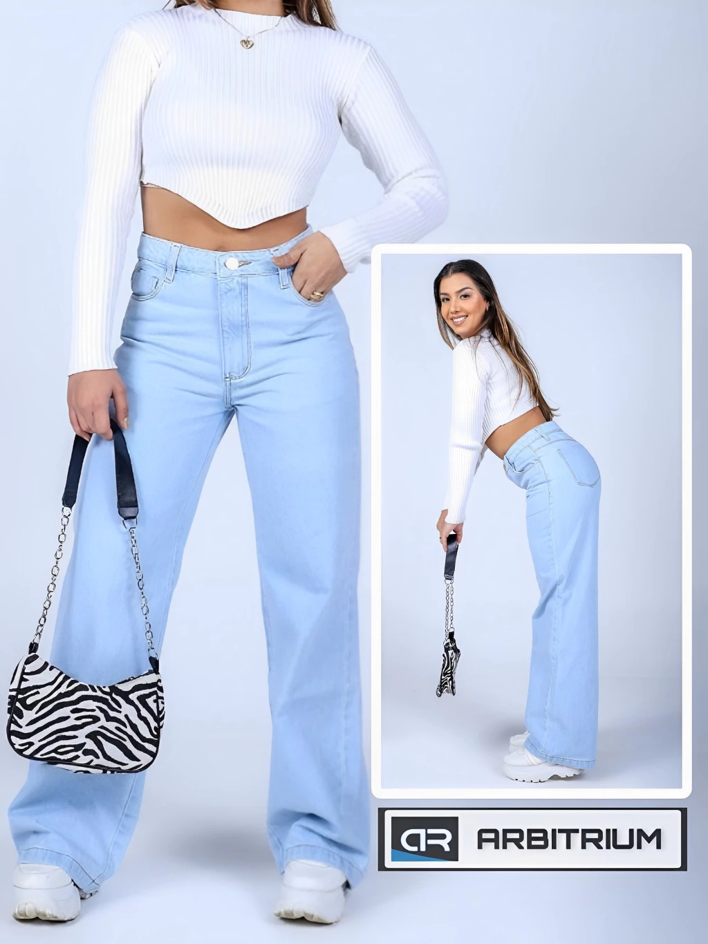 CALÇA JEANS WIDE LEG JEANS PANTALONA BOCA LARGA PREMIUM