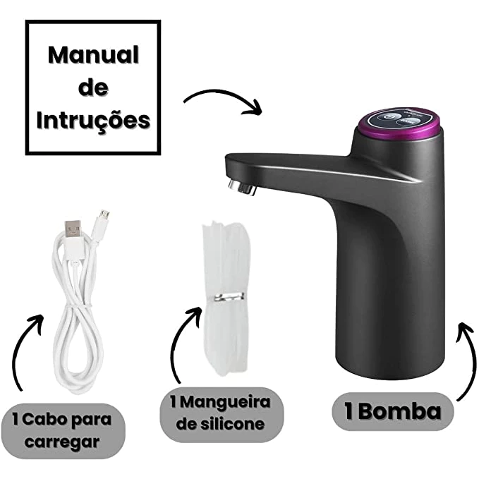 Bebedouro Bomba Elétrica Garrafão Galão Água Recarregável tomate compativel com galão de 20L - Imagem 4