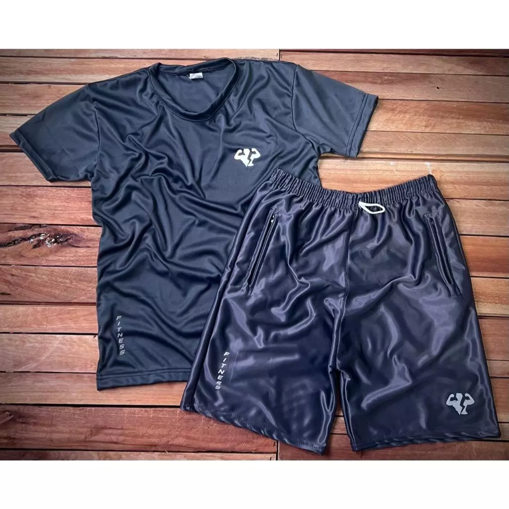 Kit Todo Branco Camiseta e Bermuda Com Logo Refletivo + Diversas Cores + Pronta Entrega Promoção! - Imagem 2