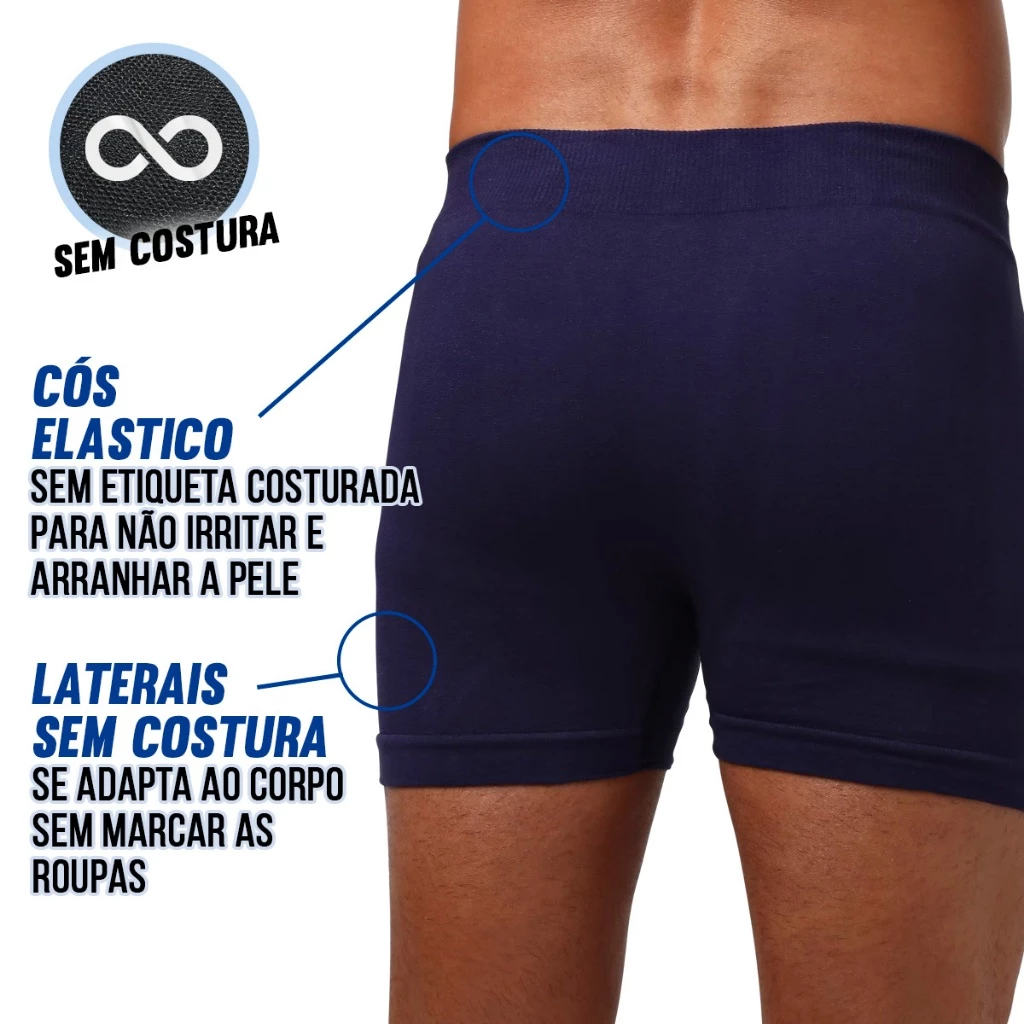 Kit 10 Cuecas Zorba Boxer Algodão Box Elástico Sem Costura Cueca Masculina Confortável Seamless 781 - Imagem 3