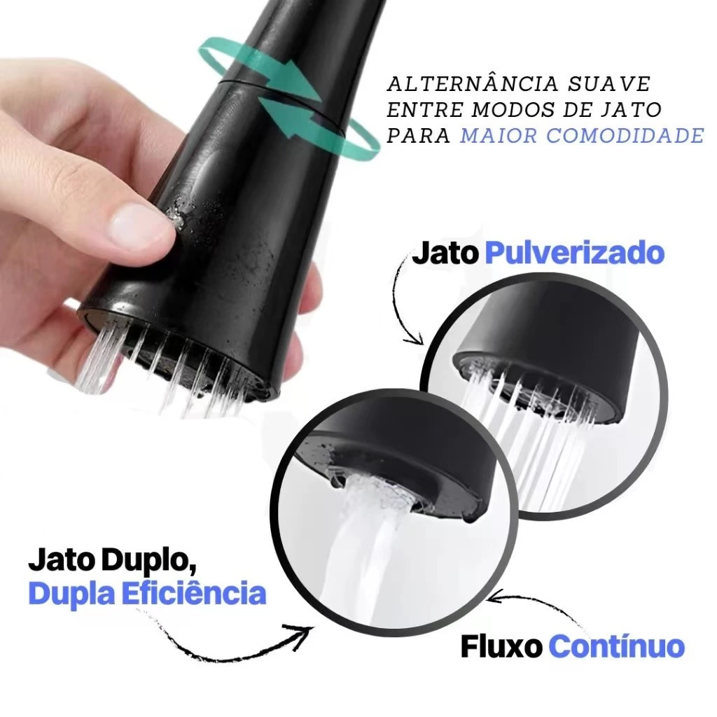 torneira cozinha parede preta flexível Duplo Jato Cone 1/4 de Volta - Imagem 4