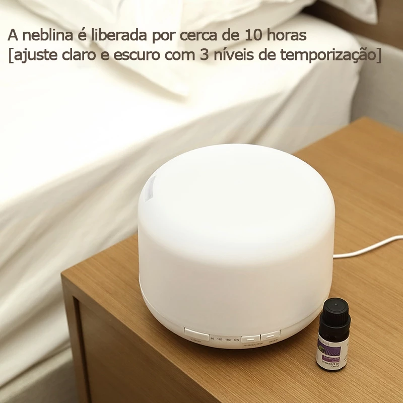 Umidificador Portátil 500ML Aromatizador Luz LED De 7 Cores Com Controle Remoto / Ambiente mais Agradável para Dormir - Imagem 2