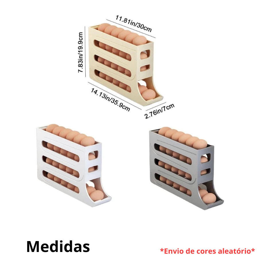 1/2 Peça Porta Ovos Deslizante Organizador Para Geladeira De 4 Camadas Automática Rolantes - Imagem 2