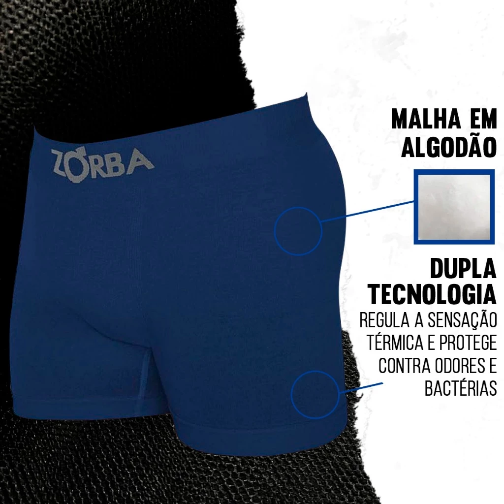 Kit 10 Cuecas Zorba Boxer Algodão Box Elástico Sem Costura Cueca Masculina Confortável Seamless 781 - Imagem 2