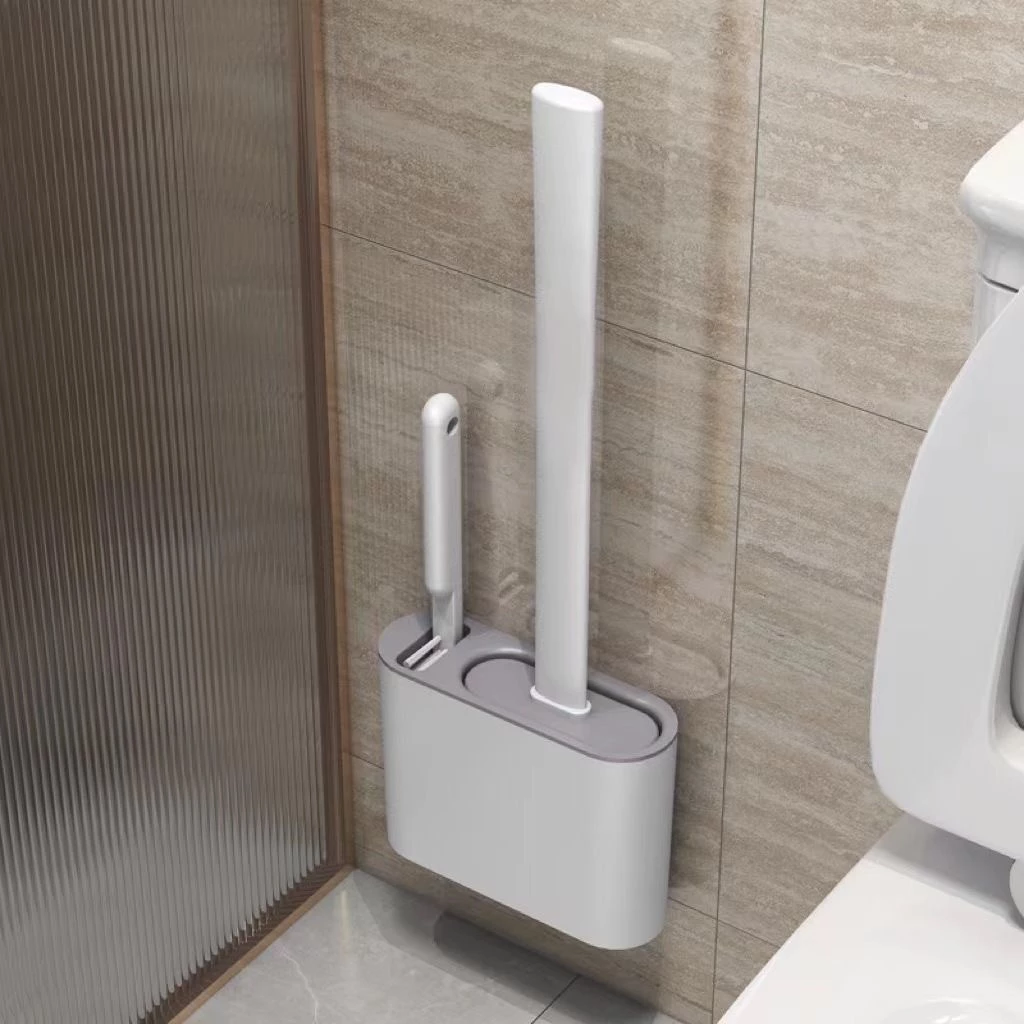 2 em 1 Escova de Silicone para Vaso Sanitário - Base de Banheiro Privada, Alta Eficiênci