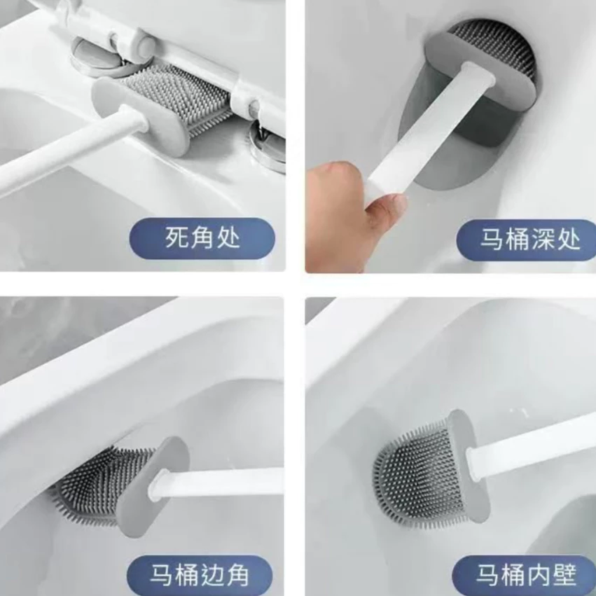 2 em 1 Escova de Silicone para Vaso Sanitário - Base de Banheiro Privada, Alta Eficiênci - Imagem 3