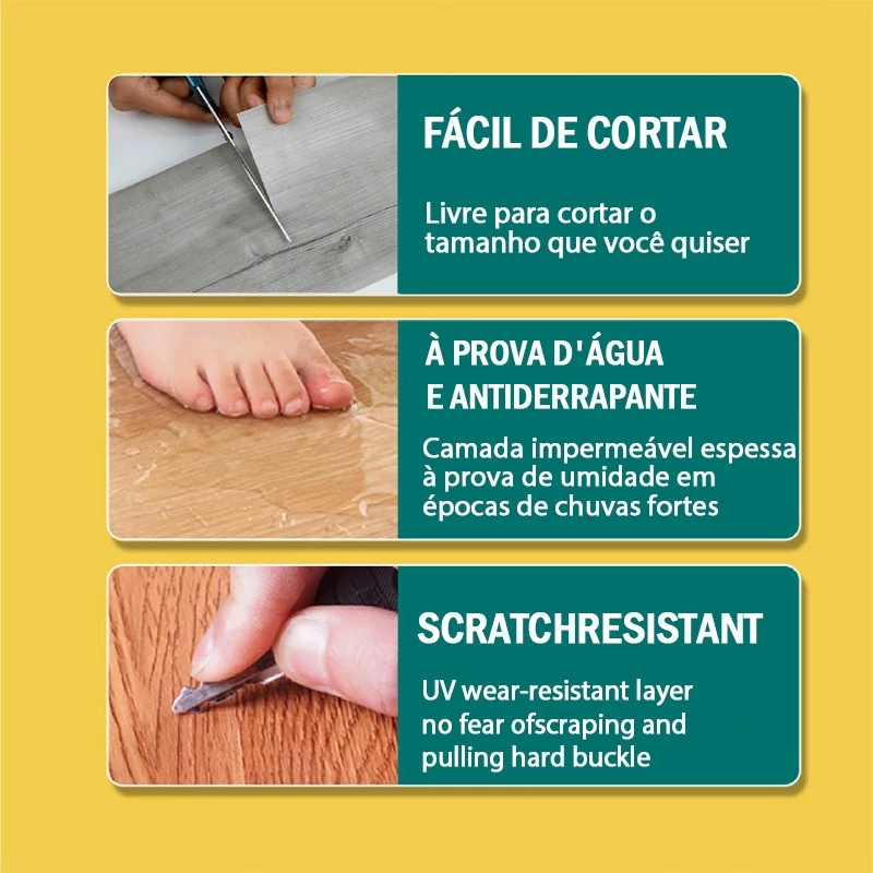 36 pc Piso Painel Revestimento Vinílico Adesivo Lavável Madeira 91,4x15,2cm - Imagem 2