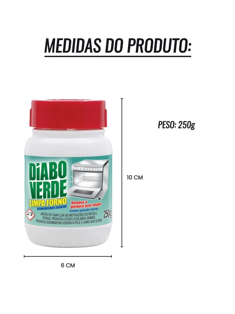 Limpa Forno Diabo Verde -250g c/ Aplicador para Forno, Exaustor, Churrasqueira e Grelha - Imagem 4
