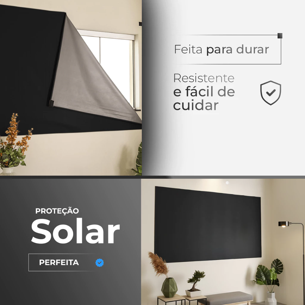 Cortina Blackout Painel com Velcro Corta Luz Sala Quarto Cozinha Janela Cortina Decorativa Fácil Instalar Várias Cores - Imagem 3