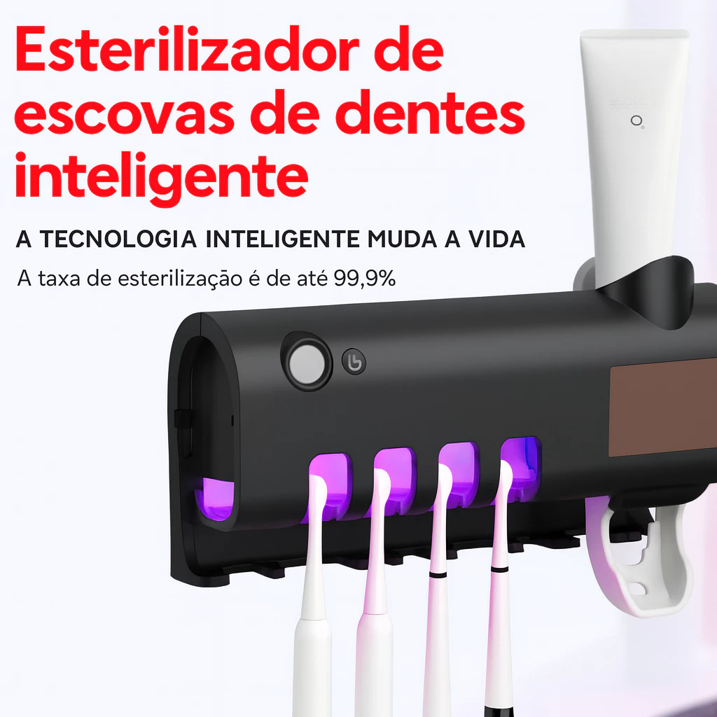 Porta Escova Dentes Com Esterilizador Uv Aplicador Pasta de Dente Suporte Dispenser - Imagem 3