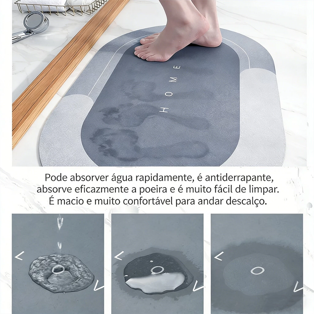 Tapete Banheiro Antiderrapante Absorvente de Secagem Rápida entregar Cor e Estampas sortidos - Imagem 5