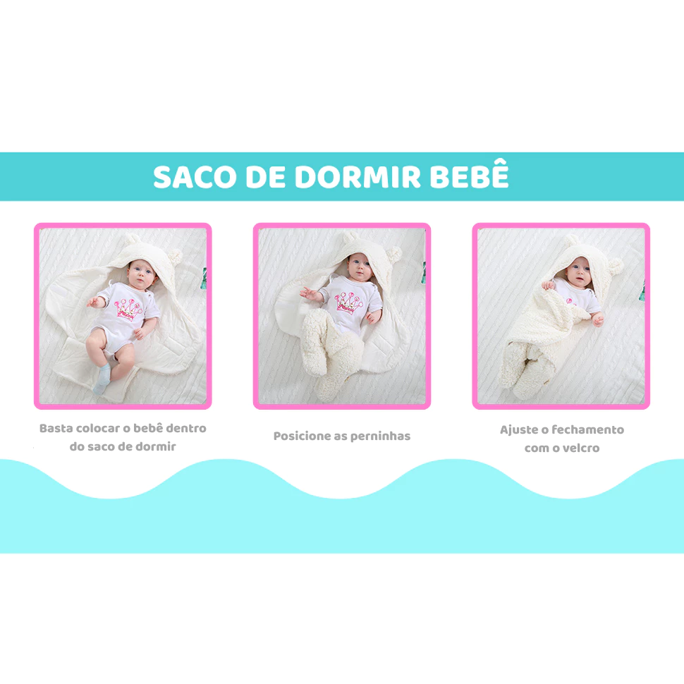Saco de Dormir Bebe Ursinha Menina e Menino Maternidade | 6 Cores Disponíveis - Imagem 2