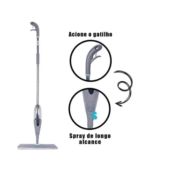 Mop Spray Rodo PRO Magico Com Reservatorio Rodo De Limpeza Refil Microfibra Casa Limpa Rápido - Imagem 4