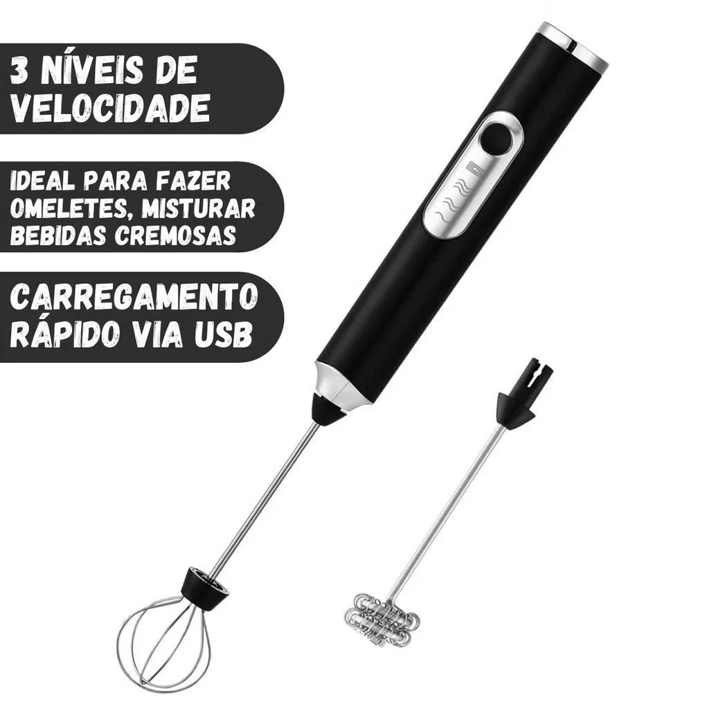 Batedor Misturador Mixer Elétrico para Bebidas Leite Café Clara de Ovo 2 em 1 - Imagem 3