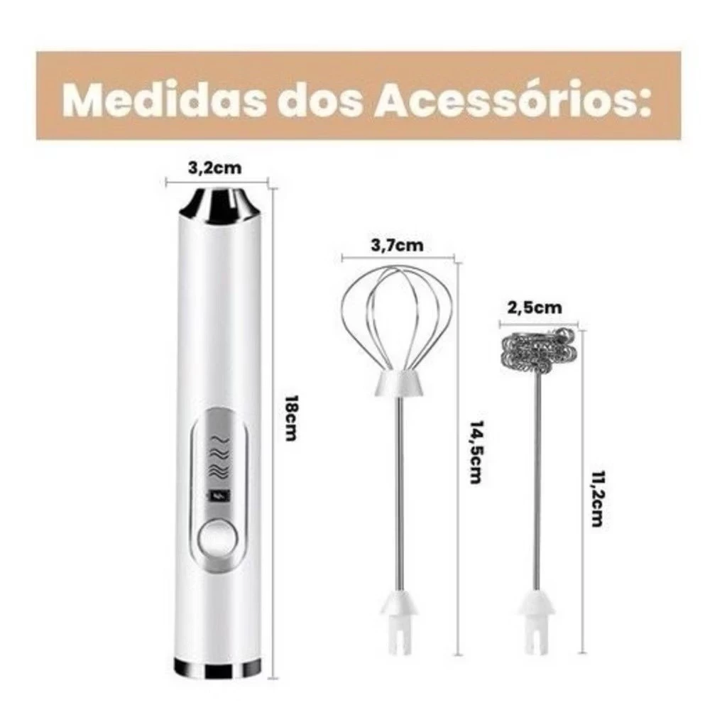 Batedor Misturador Mixer Elétrico para Bebidas Leite Café Clara de Ovo 2 em 1 - Imagem 2