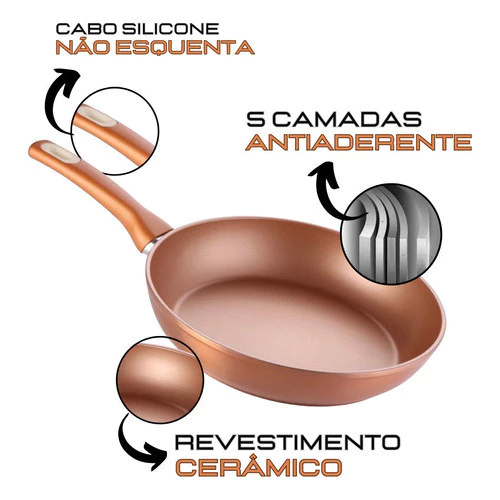 Frigideira Antiaderente Cerâmica Não Gruda Não Vai Óleo Utensilios Domestico Cozinha - Imagem 2