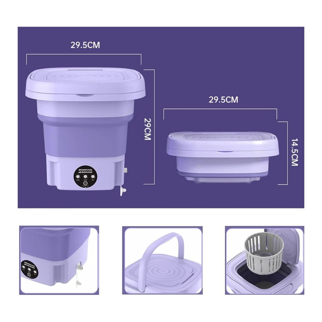 Mini Máquina De Lavar Roupa Dobrável Portátil Bivolt Moderna Automática Roupa Viagem - Imagem 3
