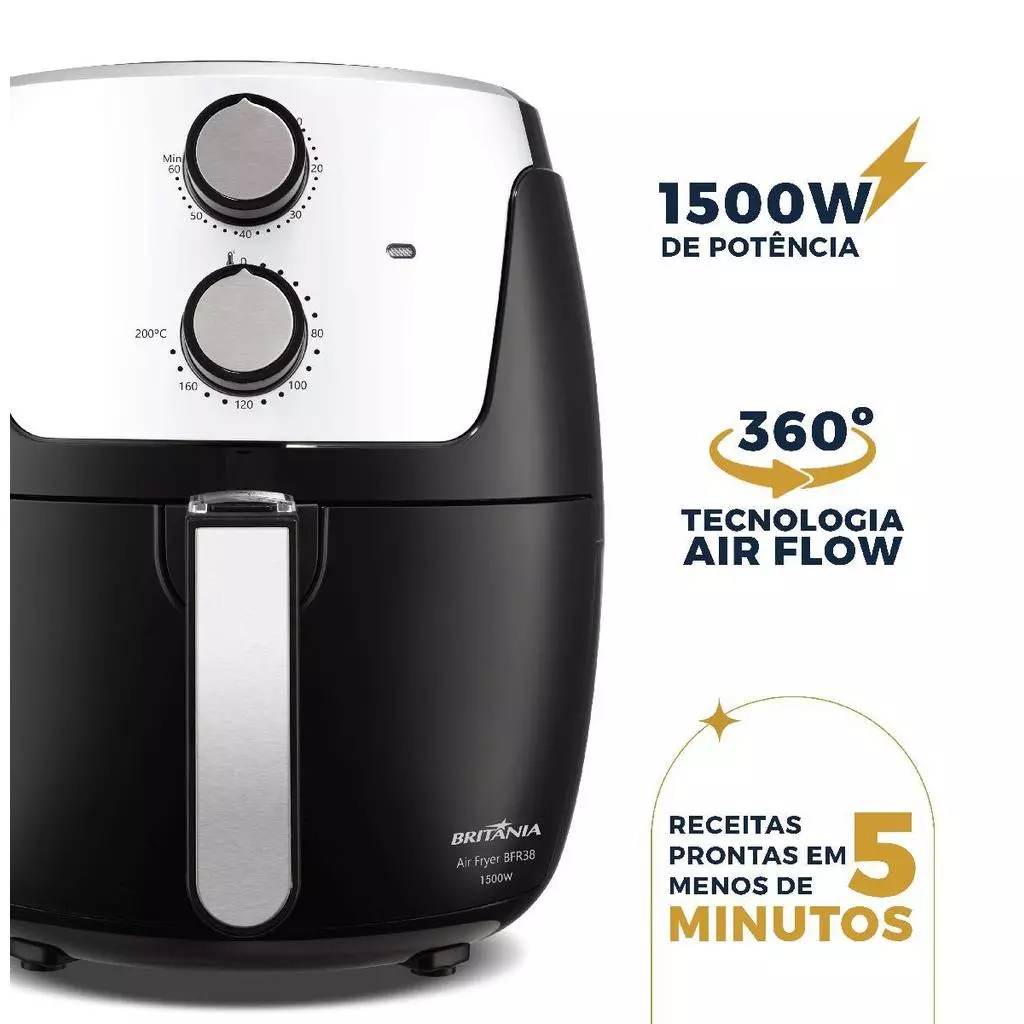 Air Fryer Britânia 4,2L Dura Mais 1500W BFR38 - Imagem 4